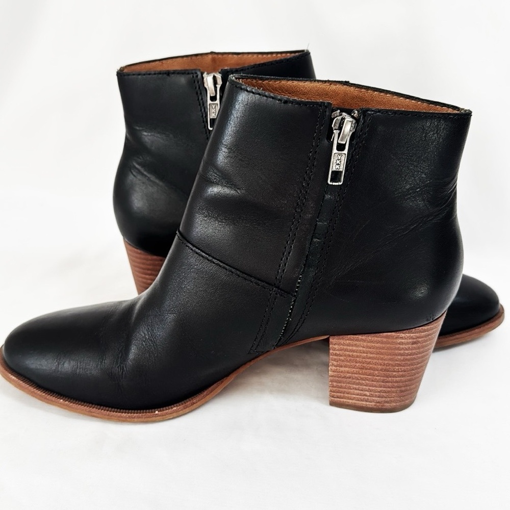 MADEWELL The Rosie Black Leather Ankle Boots Block Heels Size 9.5 EUC - Picture 2 of 10